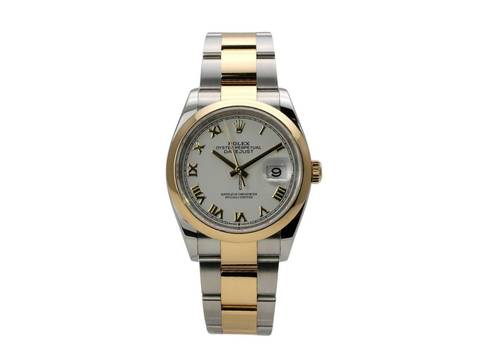  Rolex Datejust 36 Edelstahl Gelbgold 126203 Weiß Römisch  