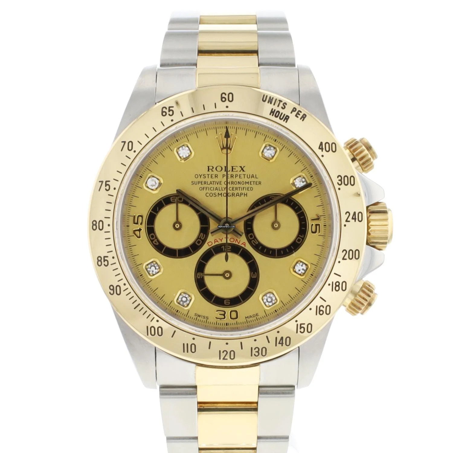 Rolex Daytona Steel Gold Zenith Diamond Champagne Dial