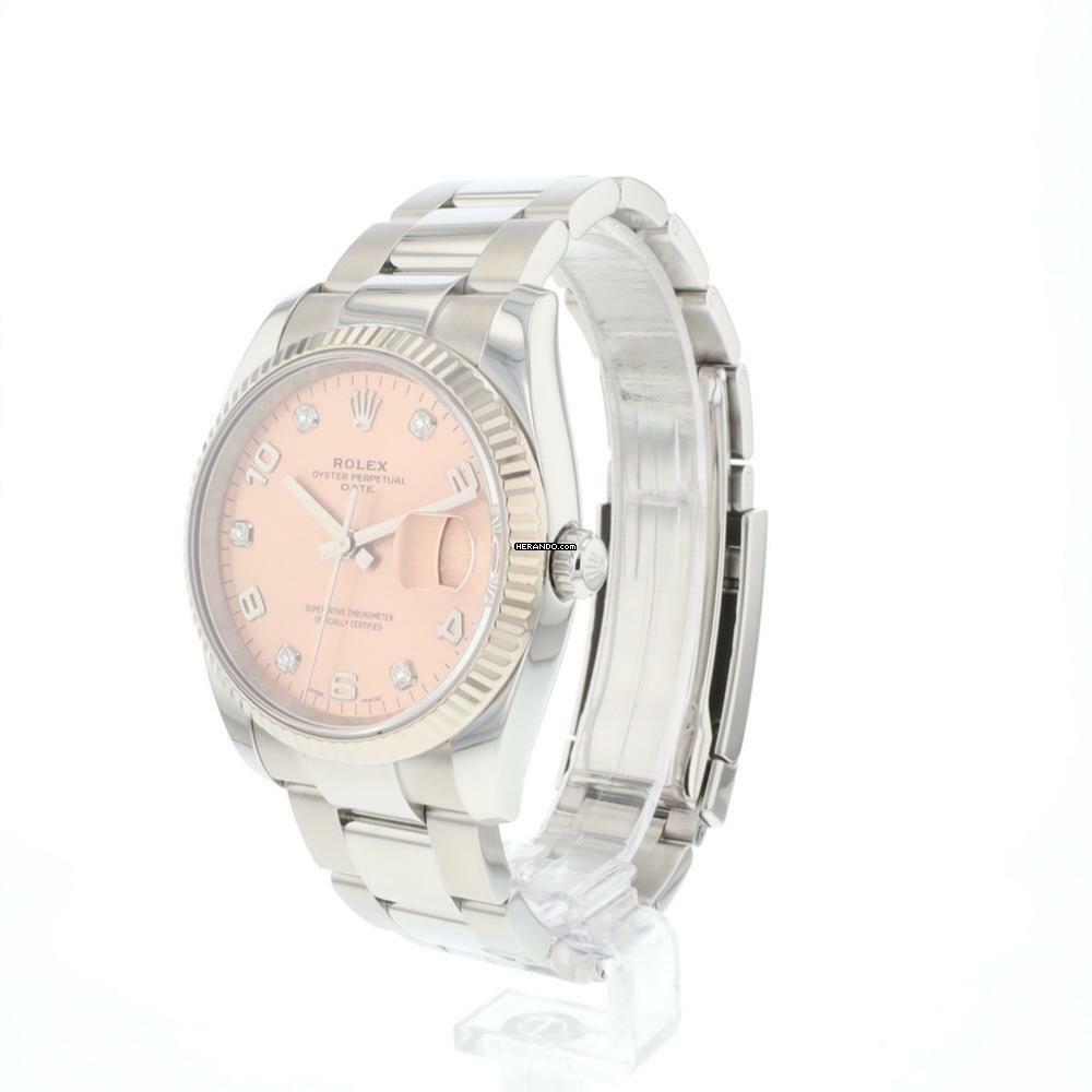 Rolex Oyster Perpetual Date 34MM Fluted Pink Diamond Dial