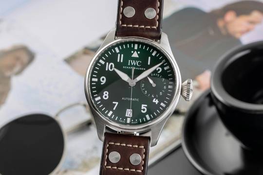  IWC Große Fliegeruhr Big Pilot Stahl Automatik Green Dial Herrenuhr Ref. IW501015 B&P NP. 13900  
