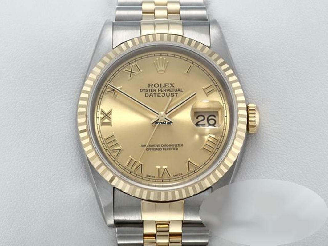 Rolex Datejust 36 36mm 16233 1999 Lc100 Stahl Gelbgold 750 Automatik Stainless Steel 18kt Yellow Gold Jubilé-band Chronometer Oyster White Dial