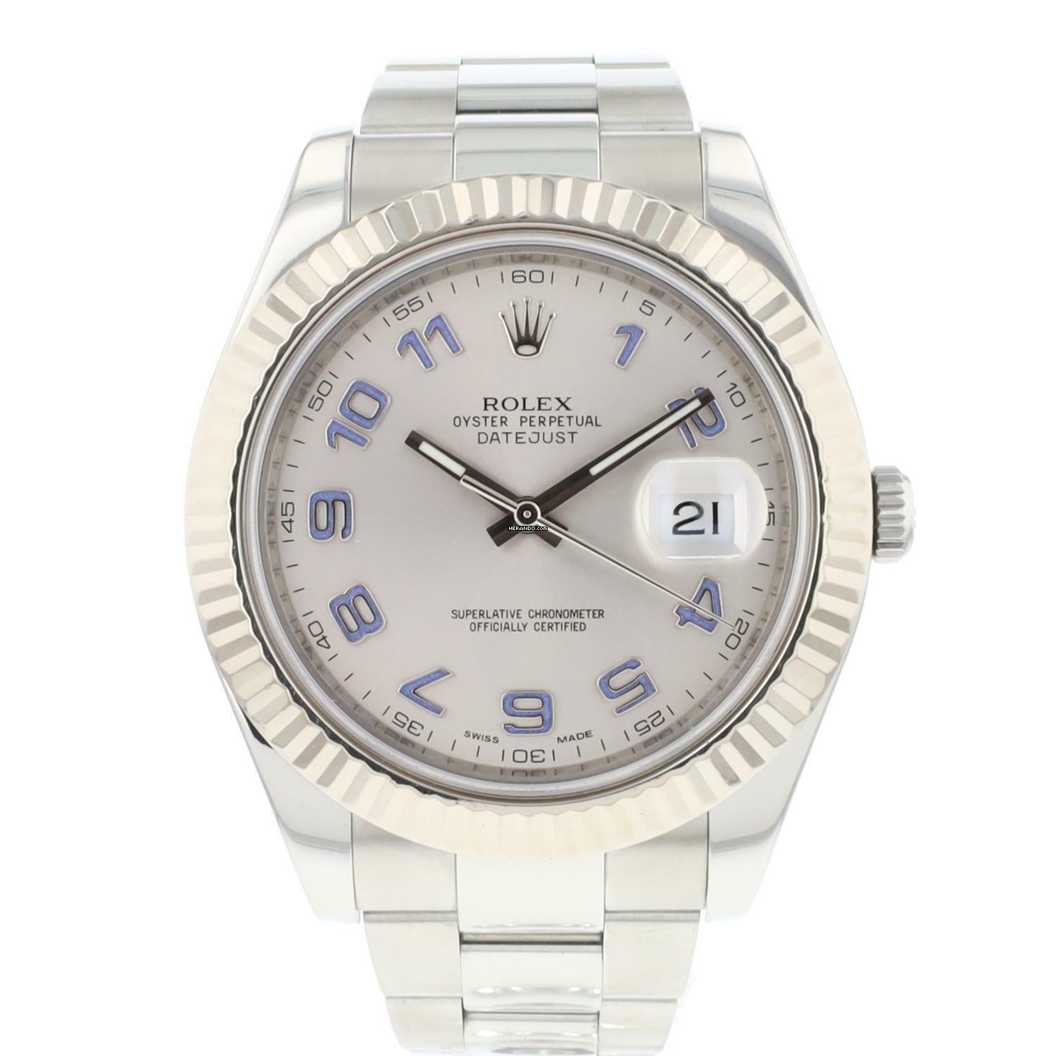  Rolex Datejust II Fluted Rhodium Arabic Dial  