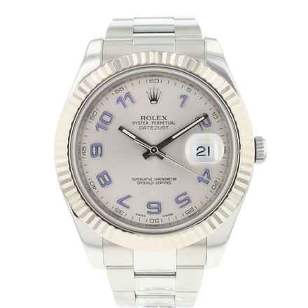  Rolex Datejust II Fluted Rhodium Arabic Dial  