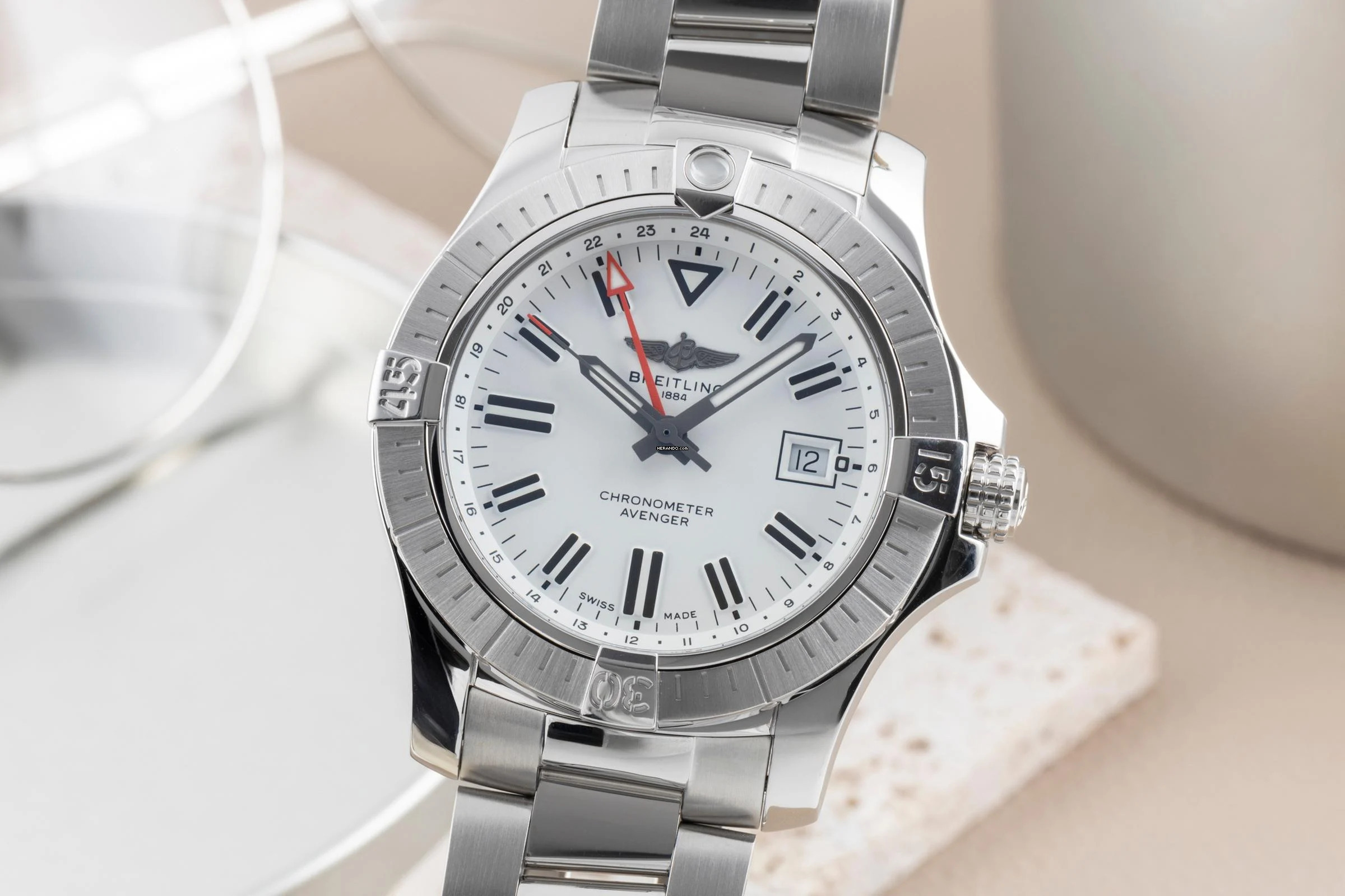  Breitling Avenger GMT Stahl Automatik Herrenuhr A32397101A1A1 B&P  