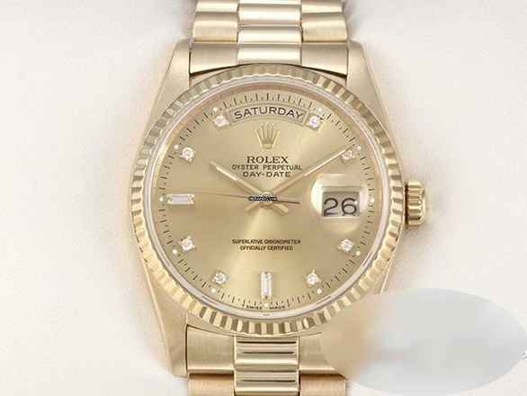  Rolex Day-Date 36 36mm 18238 1991 Diamanten Gelbgold 750 Automatik 18kt Yellow Gold President-band Chronometer Oyster  