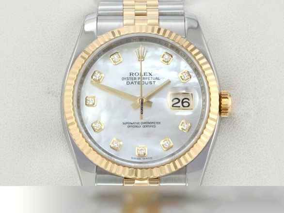  Rolex Datejust 36 36mm 116233 2017 Perlmutt Diamanten Stahl Gelbgold 750 Automatik Stainless Steel 18kt Yellow Gold Jubilé-band Chronometer Oyster 