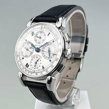 Thumbnail von Chronoswiss Classic Klassik Chronograph Ref. CH-7443 37mm Zifferblatt silber mit gebläuten römischen Ziffern mit Original Kaufbeleg Original Chronoswiss Serviceheft