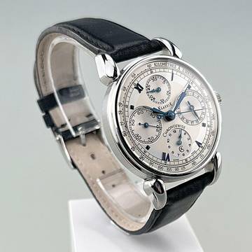  Chronoswiss Classic Klassik Chronograph Ref. CH-7443 37mm Zifferblatt silber mit gebläuten römischen Ziffern mit Original Kaufbeleg Original Chronoswiss Serviceheft 