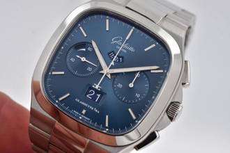 Thumbnail von Glashütte Original Seventies Chronograph Panoramadatum Senator Seventies Panorama Date Chronograph 1-37-02-08-02 Blue Dial