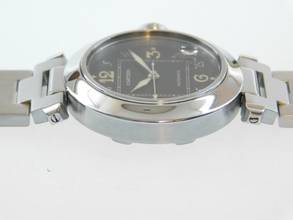 Thumbnail von Cartier Pasha C Automatik 35 mm Herrenuhr mit Stahlband im Top Zustand schwarzes Blatt selten mit schwarzem Zifferblatt