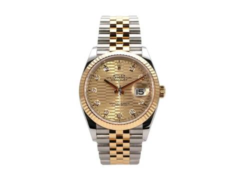  Rolex Datejust 36 Edelstahl Gelbgold 126233 golden Riffelmuster Diamant Jubile-Band  