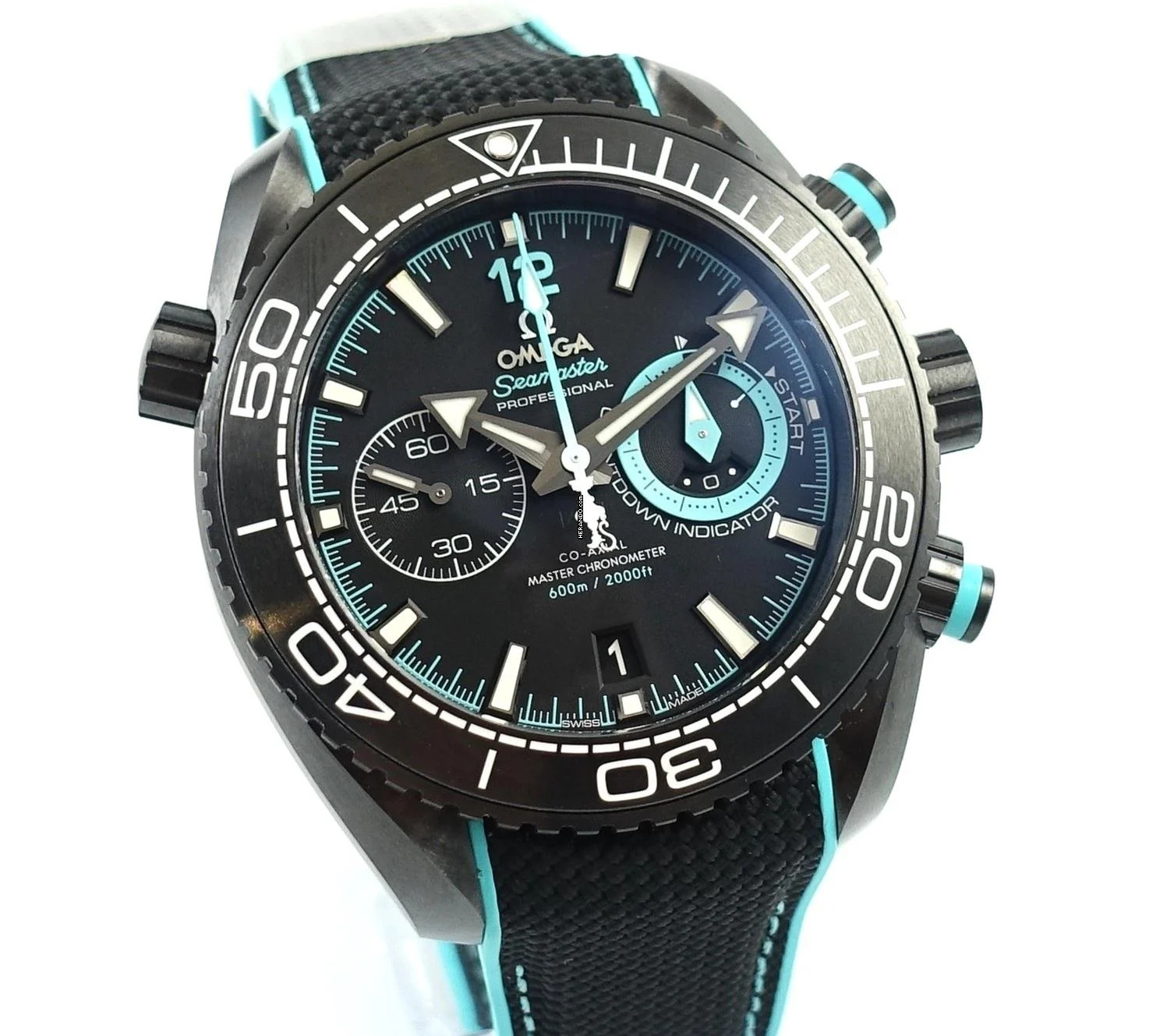 Omega Seamaster Planet Ocean Chronograph ENTZ Deep Black New Watch / Box and Papers