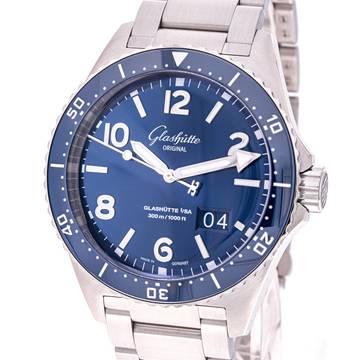  Glashütte Original SeaQ Panoramadatum Panorama Date Blue 43 – 1-36-13-02-81-70 – like NEW – 2021 Full Set 