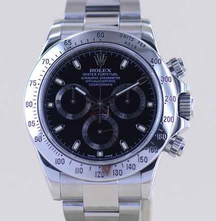  Rolex Daytona Stahl black Dial Cosmograph Steel Chronograph schwarz B+P  