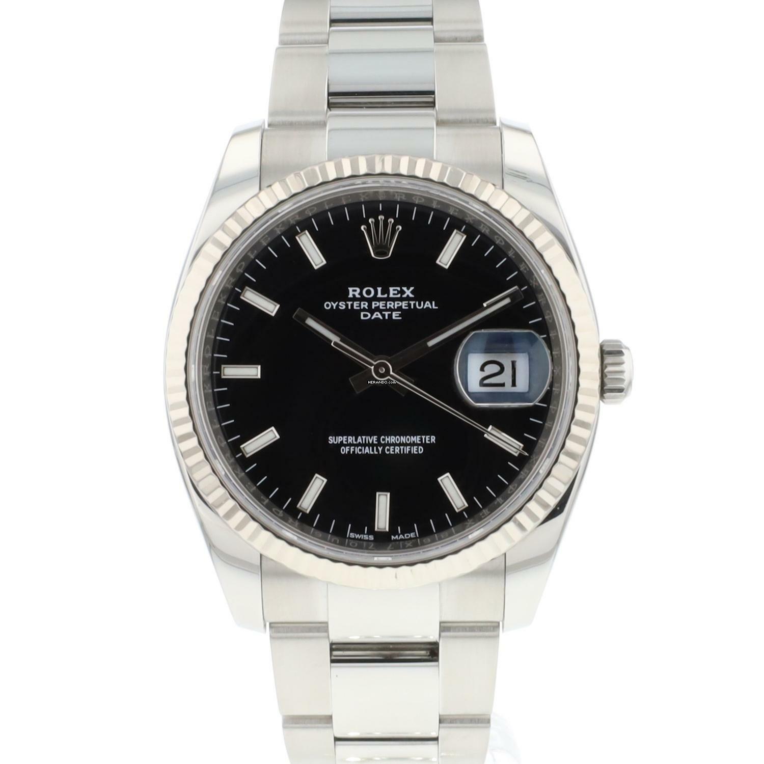Rolex Oyster Perpetual Date 34 Oyster Fluted Black Dial