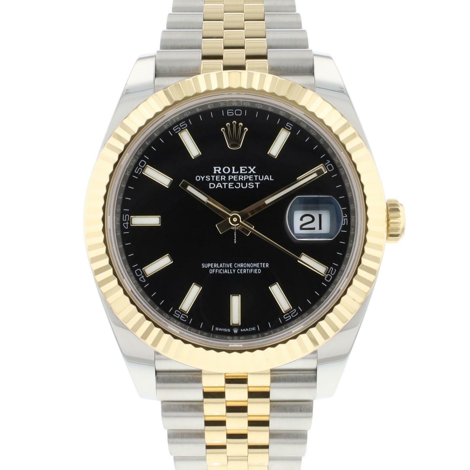  Rolex Datejust 41 Steel Gold Jubilee Fluted Black Dial  