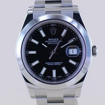  Rolex Datejust II Stahl Oyster black Stick Dial 41mm 2013 schwarz 116300 B+P  