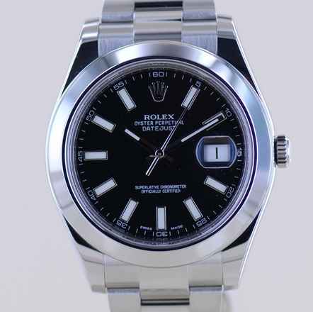  Rolex Datejust II Stahl Oyster black Stick Dial 41mm 2013 schwarz 116300 B+P  