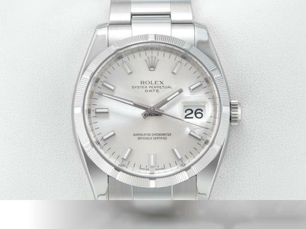 Rolex Oyster Perpetual Date 34mm Edelstahl 115210 Damen Herren Stahl