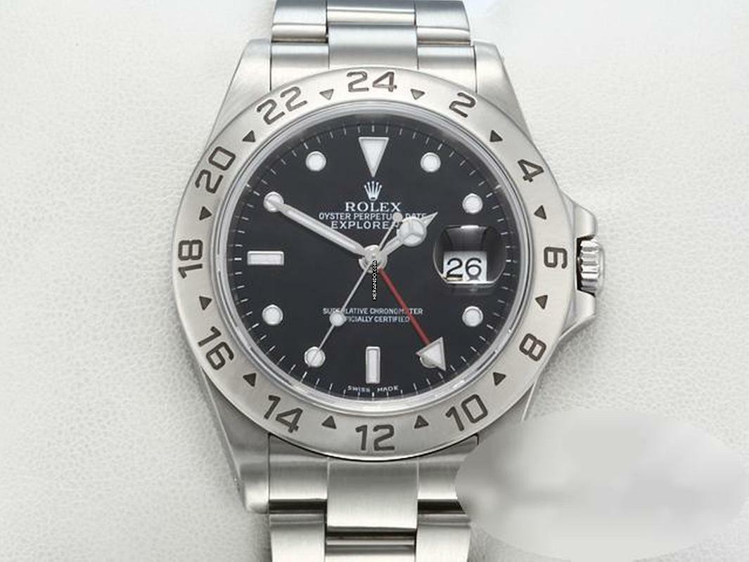  Rolex Explorer II 16570 Stahl Automatik 2001/02 Zweite Zeitzone Edelstahl Stainless Steel Oyster-band Chronometer Black Dial  