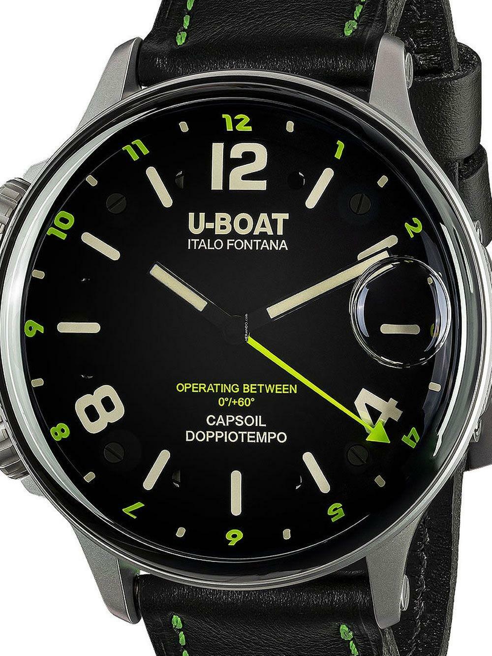  U-Boat 9676 Capsoil Doppiotempo SS GMT Herrenuhr 55mm 10ATM 