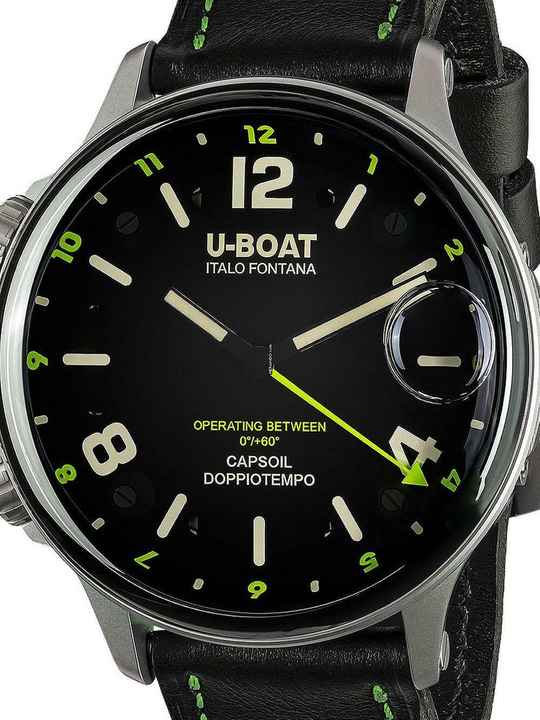  U-Boat 9676 Capsoil Doppiotempo SS GMT Herrenuhr 55mm 10ATM 