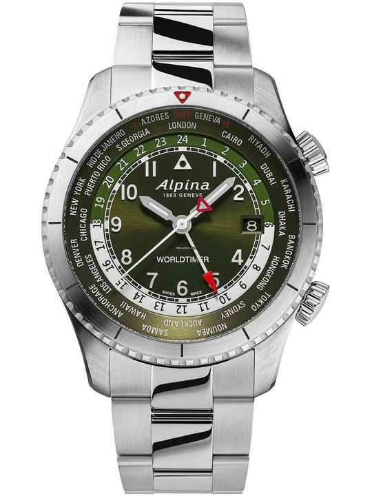  Alpina Startimer Pilot AL-255GR4S26B Startimer Pilot Worldtimer Herrenuhr 41mm 