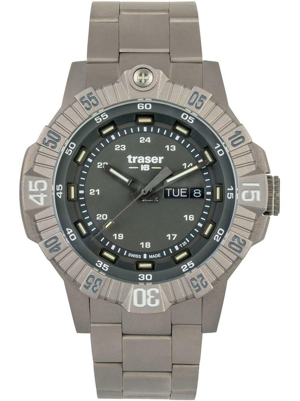 Traser H3 110666 Tactical Grau Titan Herrenuhr 46mm 20ATM