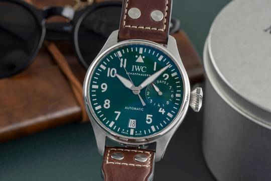  IWC Große Fliegeruhr Big Pilot Stahl Automatik Green Dial Herrenuhr Ref. IW501015 B&P NP. 13900  