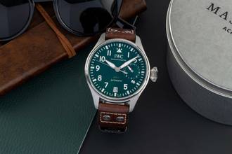 Thumbnail von IWC Große Fliegeruhr Big Pilot Stahl Automatik Green Dial Herrenuhr Ref. IW501015 B&P NP. 13900 