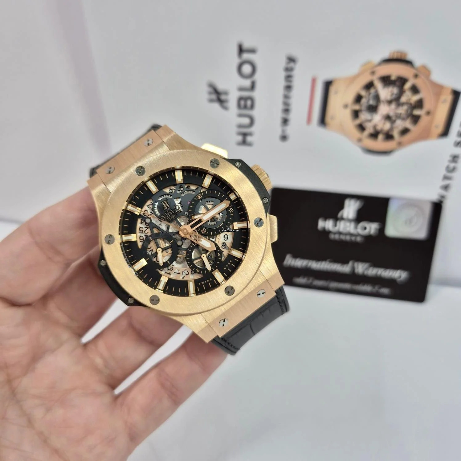  Hublot Big Bang Aero Bang Ouro Rosé 44mm Automático Completo 
