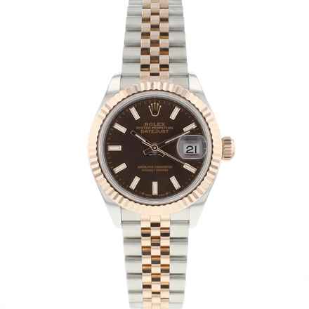  Rolex Lady-Datejust 28 Steel Everose Gold Fluted Choco Dial  