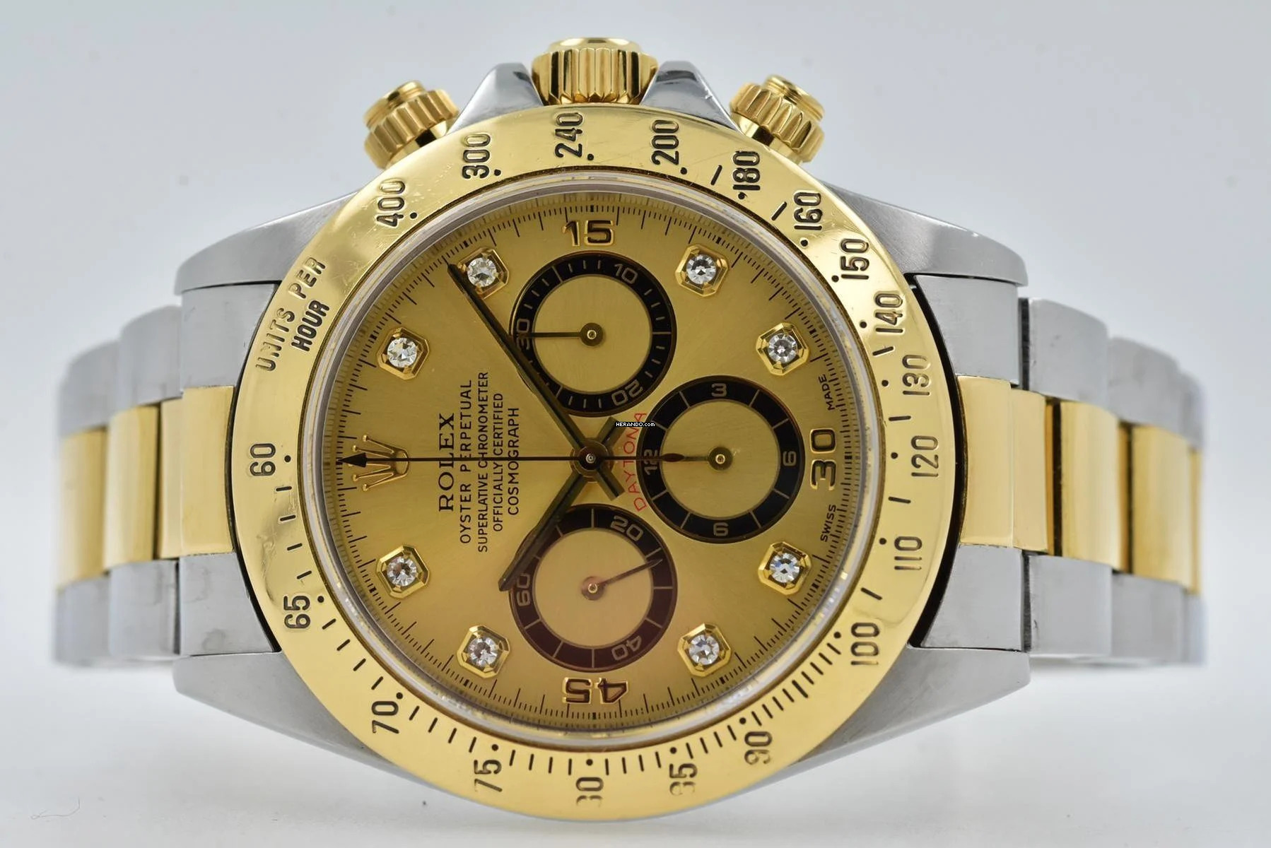Rolex Daytona Cosmograph Zenith 18k gold steel Gold Diamond Dial 16523
