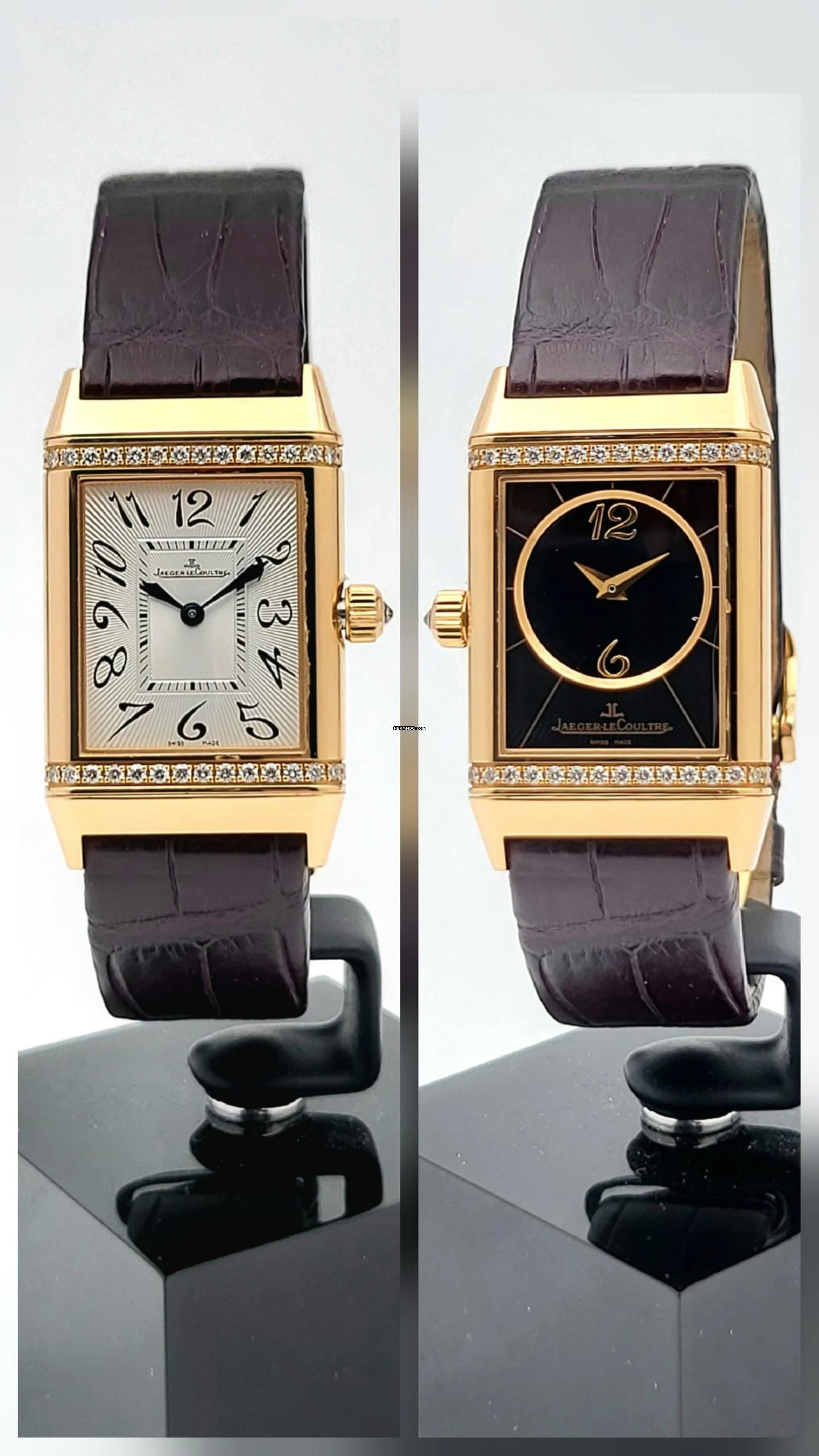  Jaeger-LeCoultre Reverso Duetto 18 Kt. Gold black and white diamonds  