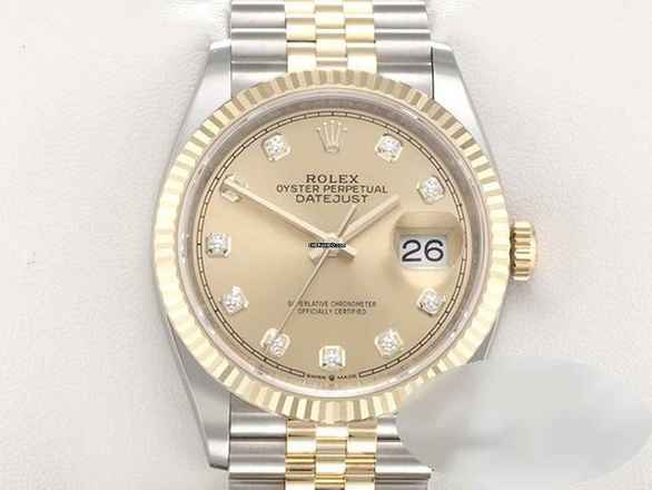  Rolex Datejust 36 126233 Stahl Gelbgold 750 Diamanten Automatik Gold  