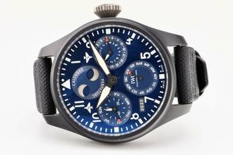 Thumbnail von IWC Große Fliegeruhr Big Pilot Black Ceramic Blue Dial Perpetual Calendar Edition “RODEO DRIVE” - With Box And Papers - IW503001