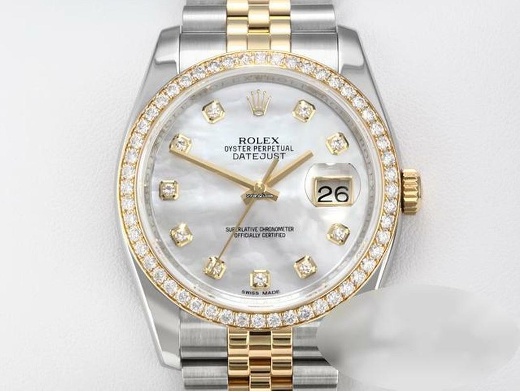  Rolex Datejust 36 36mm 116243 Stahl Gelbgold 750 Perlmutt Diamanten Automatik 