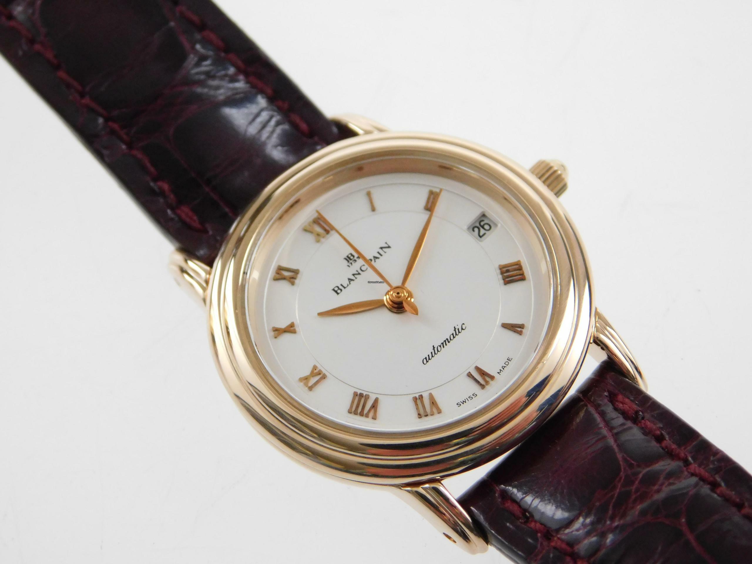  Blancpain Villeret 18 Karat Rosegold Villeret Damenuhr 26mm im Top Zustand mit original BP Krokoband und original BP Schließe 
