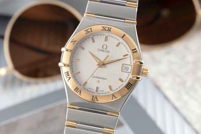  Omega Constellation Quartz Stahl / Gold Quarz Herrenuhr Ref. 1312.30.00 B&P 1998 