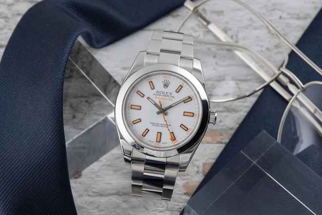  Rolex Milgauss White Dial Oyster Edelstahl Automatik Herren Ref. 116400 B&P 2014 