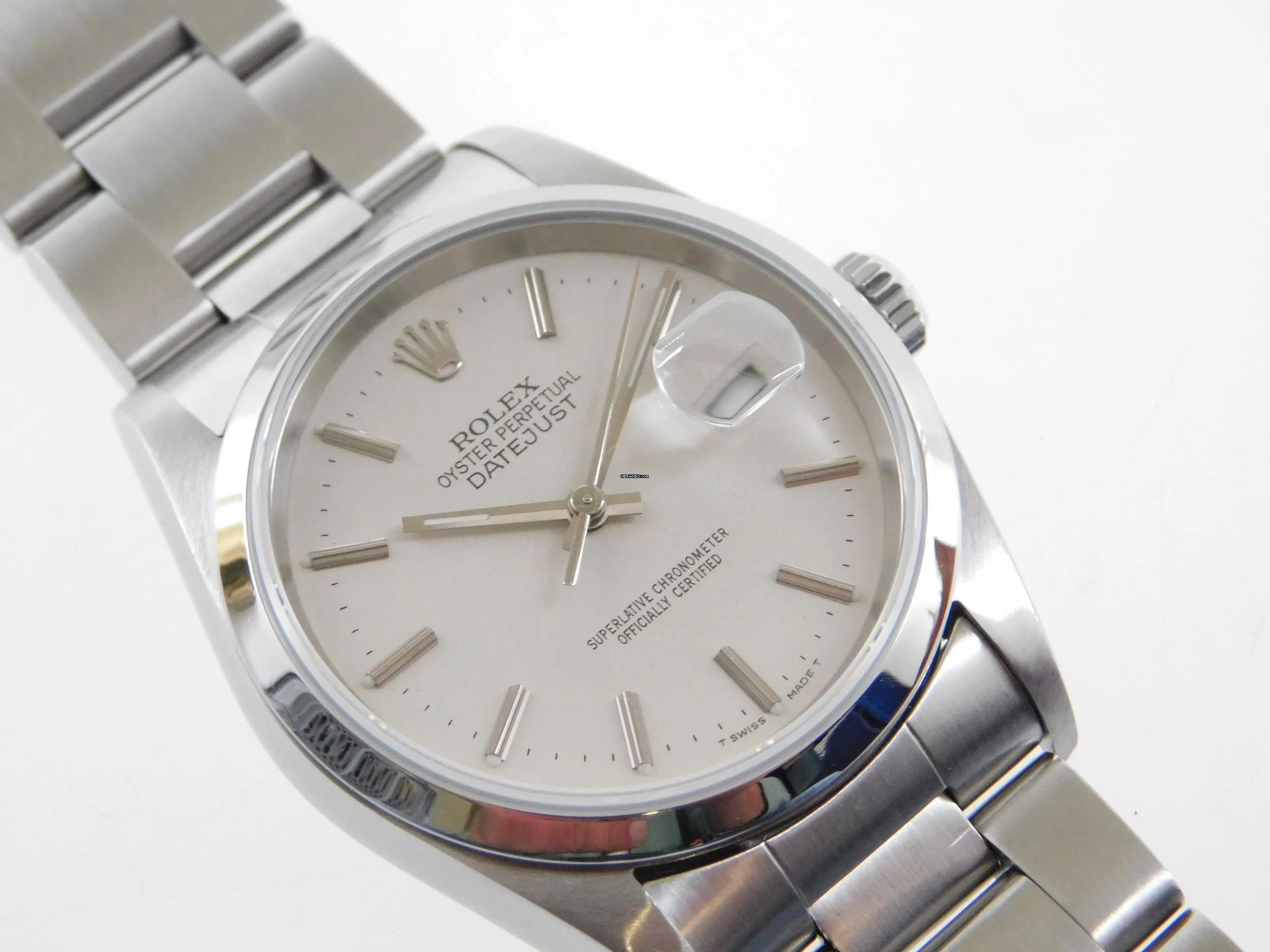 Rolex Datejust 36 mm im Top Zustand mit Oysterband von 2001 K Serie weisses Zifferblatt mit Indexen