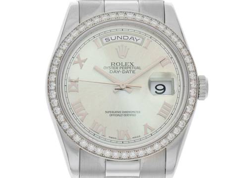  Rolex Day-Date 36 Platin Diamanten Ref.118346 2001 Box&Beschreibung wie Neu Vintage 