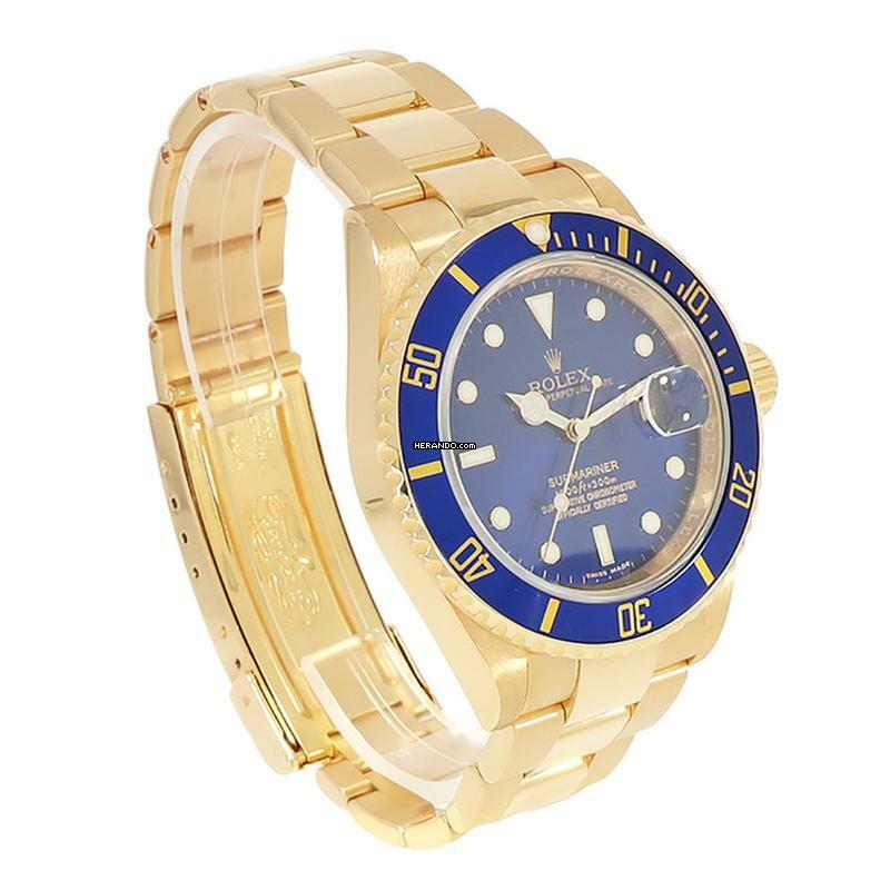  Rolex Submariner Date Armbanduhr Submariner Date Automatik 16618 aus 750 Gelbgold Fullset 