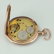 Thumbnail von A. Lange & Söhne Full Set Glashütter Sprungdeckel Taschenuhr Royal mit Perlenrand 14k Gold 1908 Zertifikat vom Uhremnuseum in Glashütte Original Leder Etui