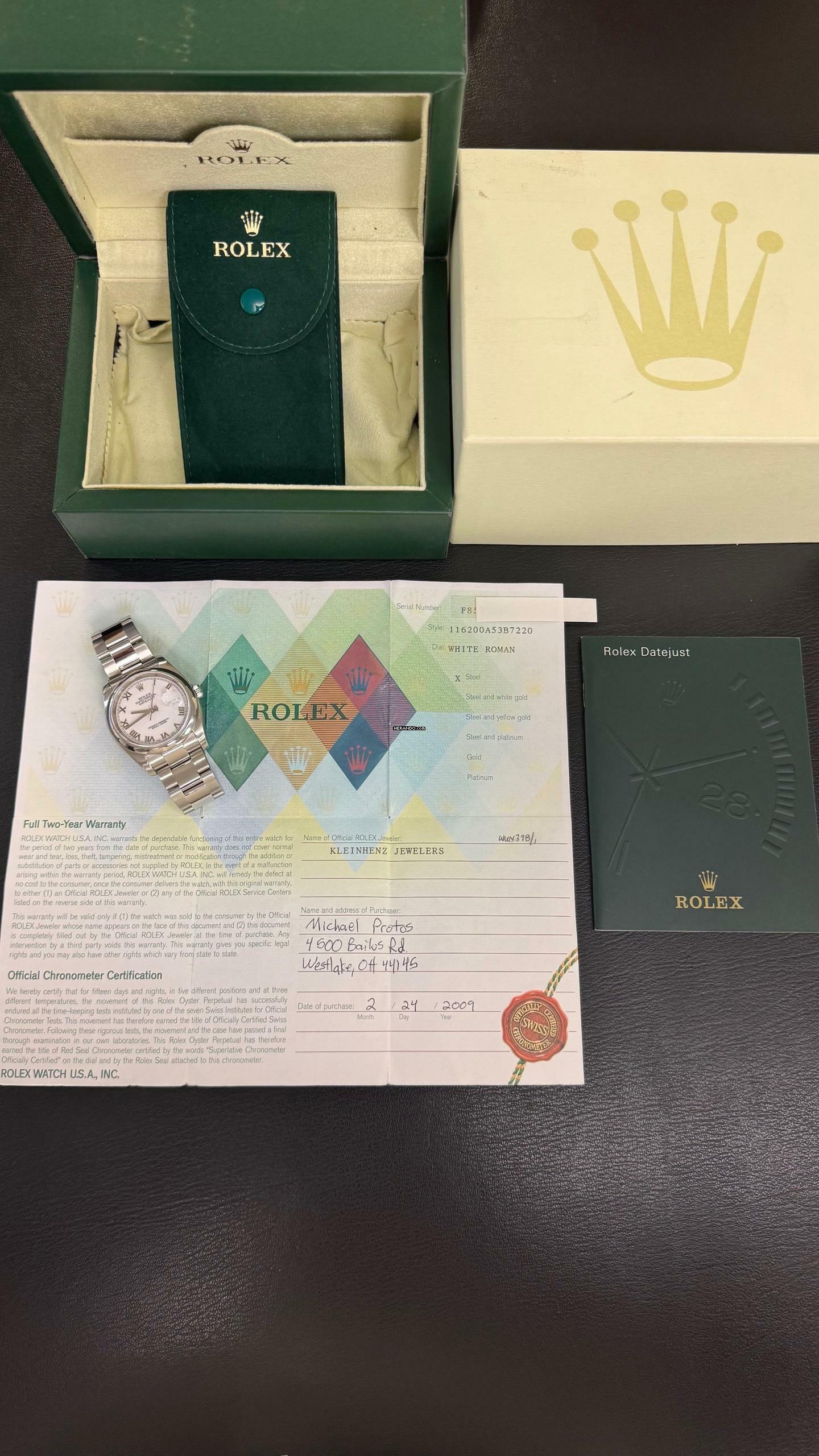 Thumbnail von Rolex Datejust 36 FULL SET 2009 - Ref. 116200