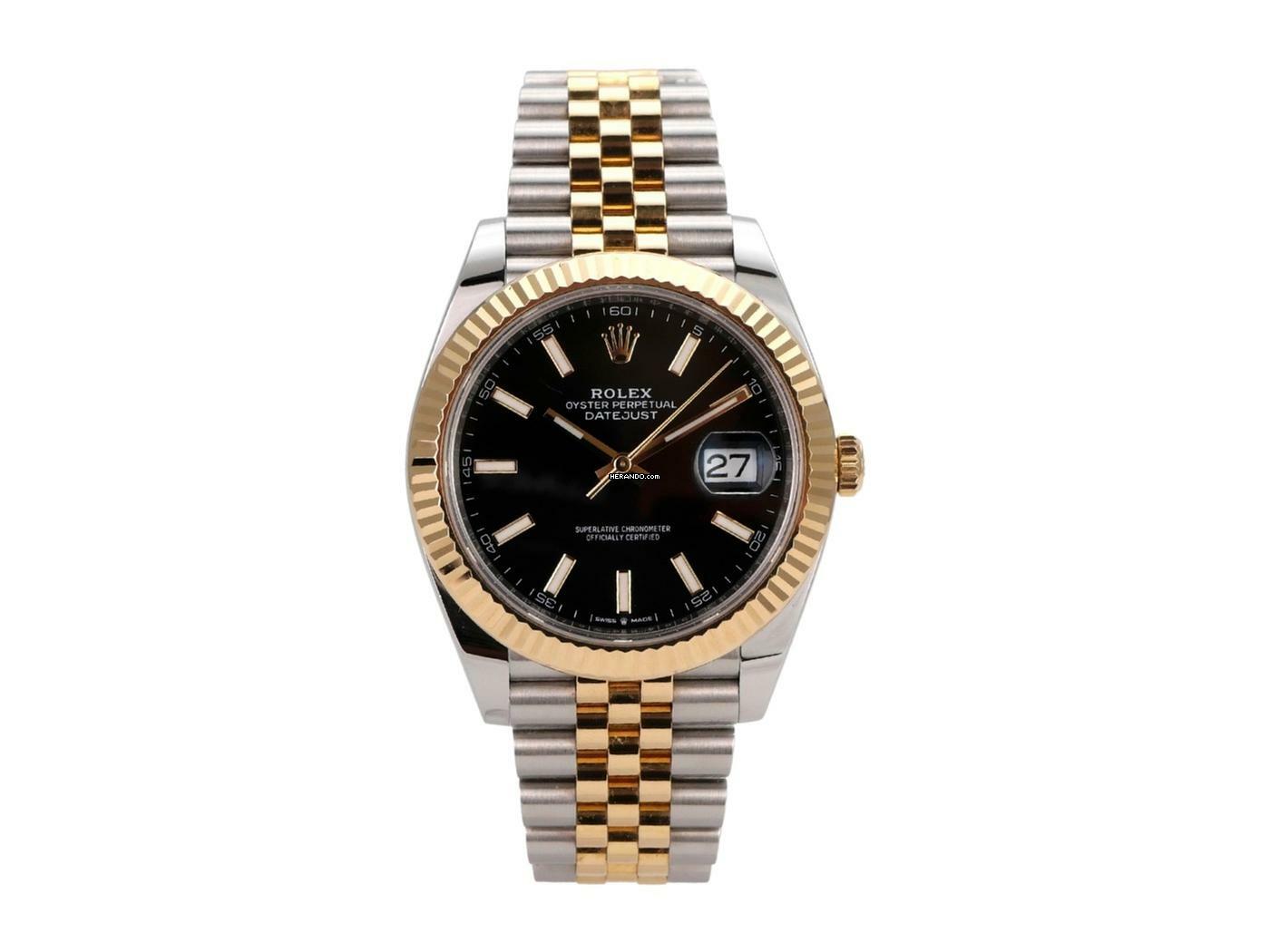Rolex Datejust 41 Edelstahl Gelbgold Ref. 126333 Schwarz Index Jubile-Band