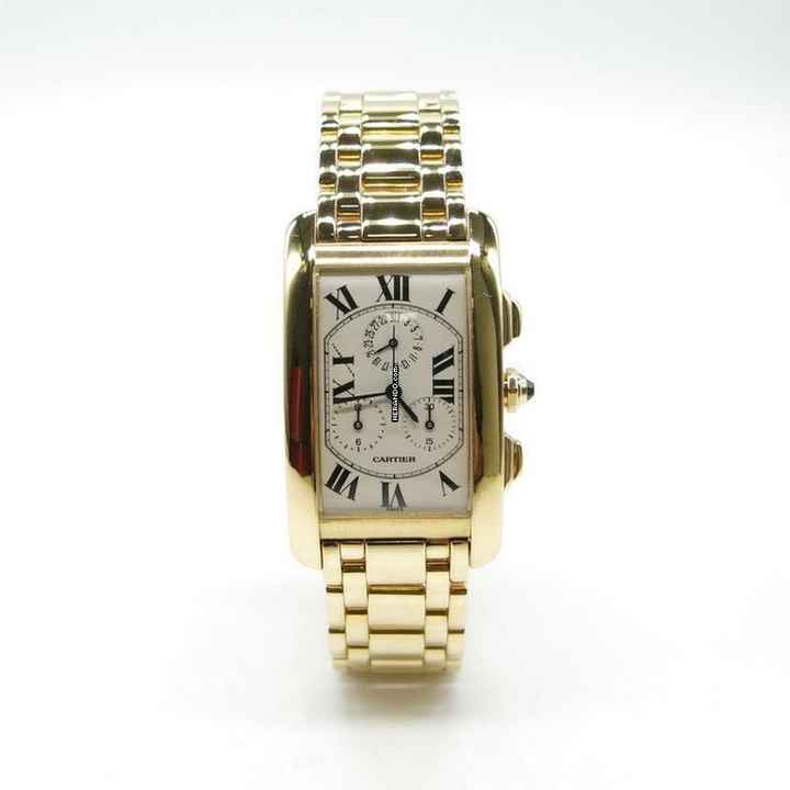  Cartier Tank Américaine XL Chrono - Ref. 1730 - Vollgold - Ø45mm - Quarz - Mit B+P Fullset 