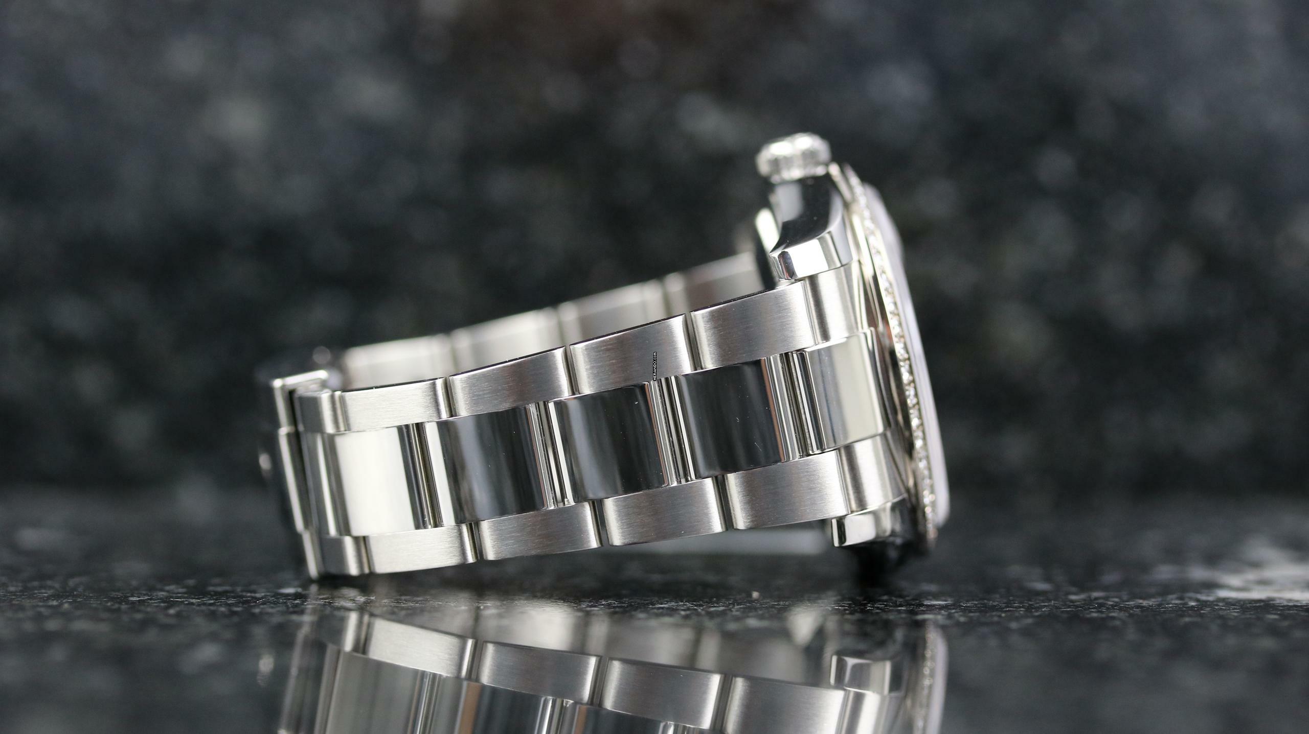 Rolex Datejust 36 Factory Diamond RBR Silver - like new LC100 - Fullset - 2010