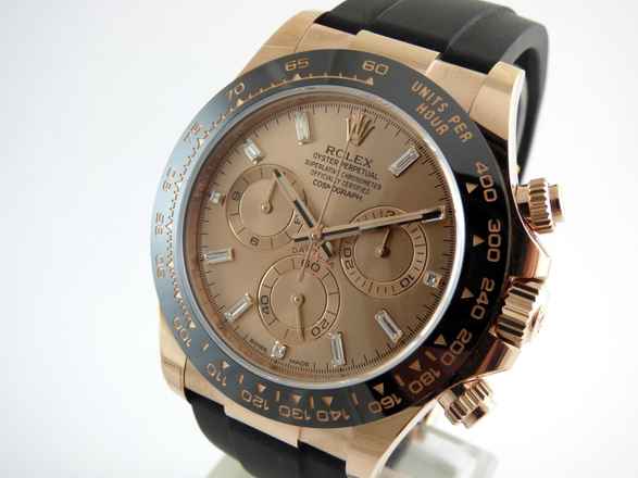 Rolex Daytona Rosegold Pink Baquette Diamond Dial 