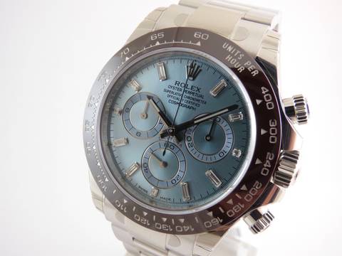 Rolex Daytona Platinum all stickers / Baquette Diamond Dial 